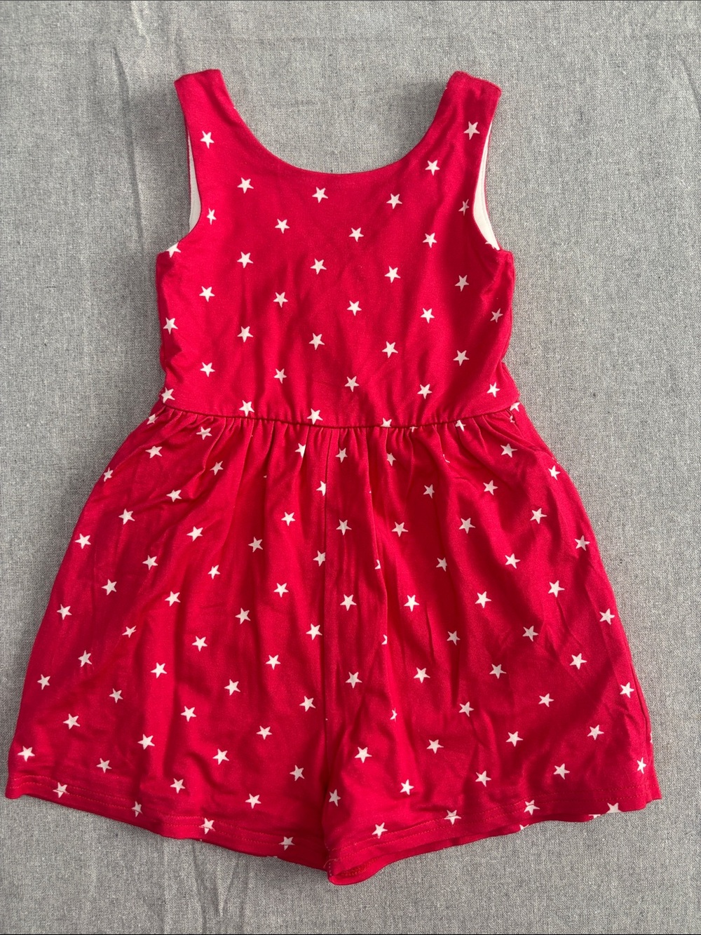Girls' Red Star Print Sleeveless Romper 2T